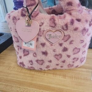 Juicy Couture Pink Faux Fur Leopard Bag